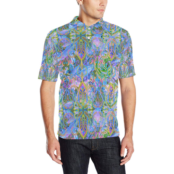 Demure_Bleu Polo Shirt Men's All Over Print Polo Shirt (Model T55)
