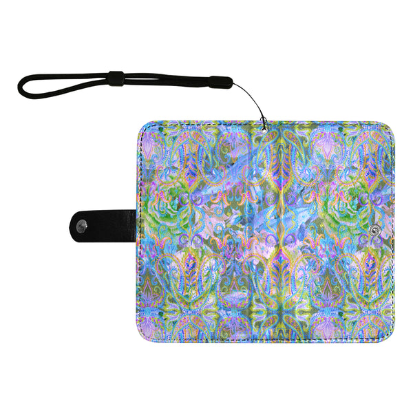 Demure_Bleu cell phone wallet Flip Leather Purse for Mobile Phone/Large (Model 1703)