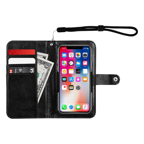 Demure_Bleu cell phone wallet Flip Leather Purse for Mobile Phone/Large (Model 1703)