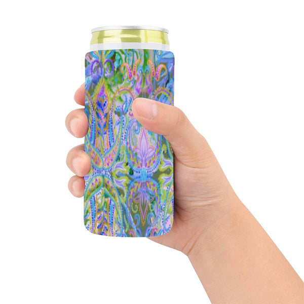 Demure_Bleu Narrow Can Cover Neoprene Can Cooler 5" x 2.3" dia.