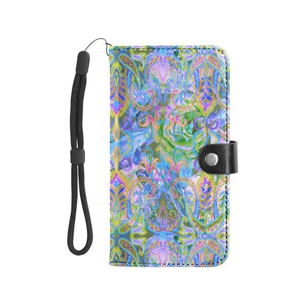 Demure_Bleu cell phone wallet Flip Leather Purse for Mobile Phone/Large (Model 1703)