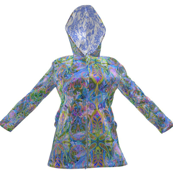 DEMURE BLEU Hooded Rain Jacket