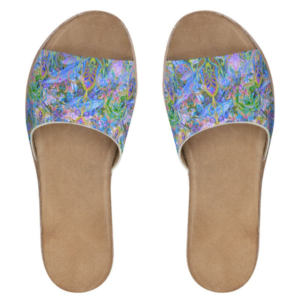 DEMURE BLEU Leather Sliders