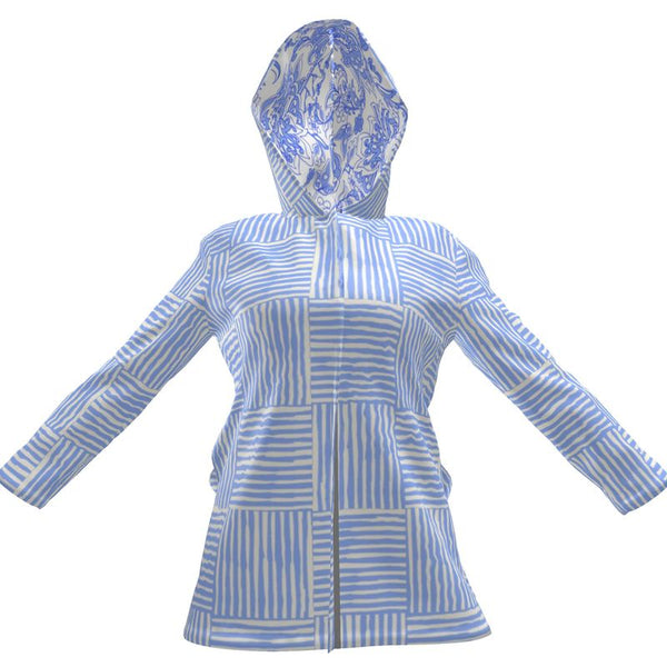 Sketchy Stripe Rain Jacket in Cornflower