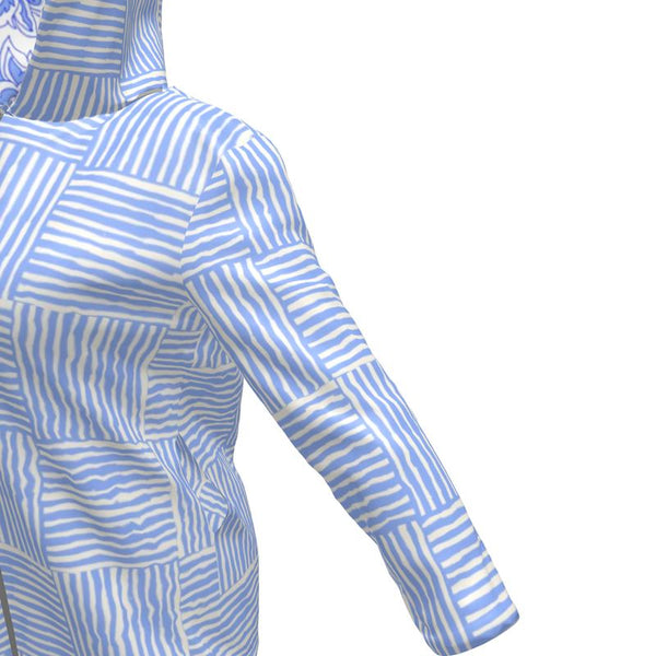 Sketchy Stripe Rain Jacket in Cornflower