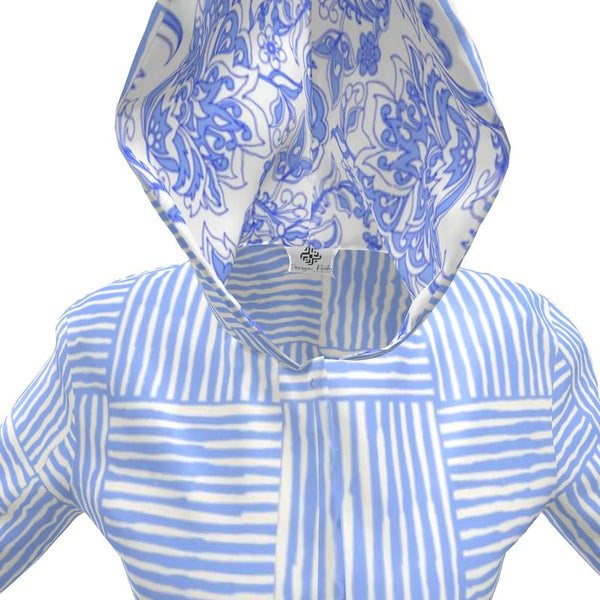 Sketchy Stripe Rain Jacket in Cornflower