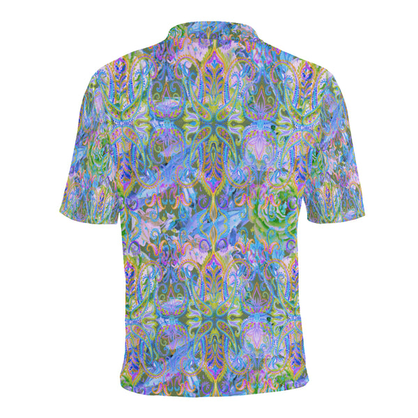 Demure_Bleu Polo Shirt Men's All Over Print Polo Shirt (Model T55)