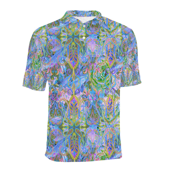 Demure_Bleu Polo Shirt Men's All Over Print Polo Shirt (Model T55)