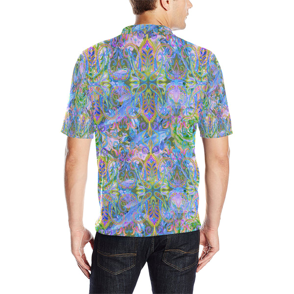 Demure_Bleu Polo Shirt Men's All Over Print Polo Shirt (Model T55)
