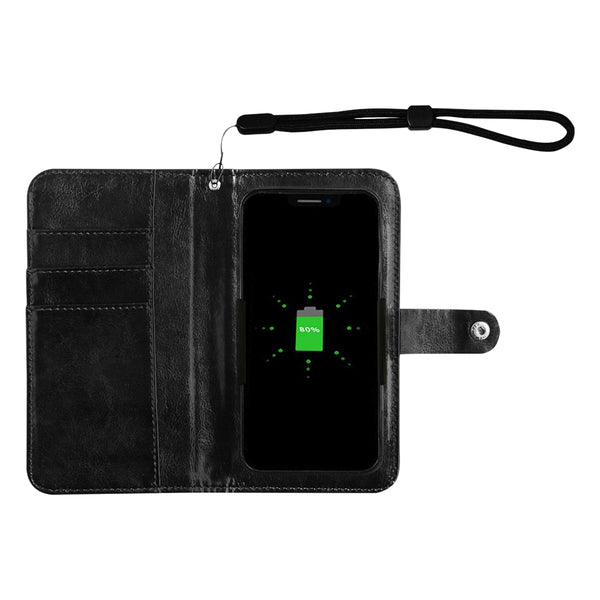 Demure_Bleu cell phone wallet Flip Leather Purse for Mobile Phone/Large (Model 1703)