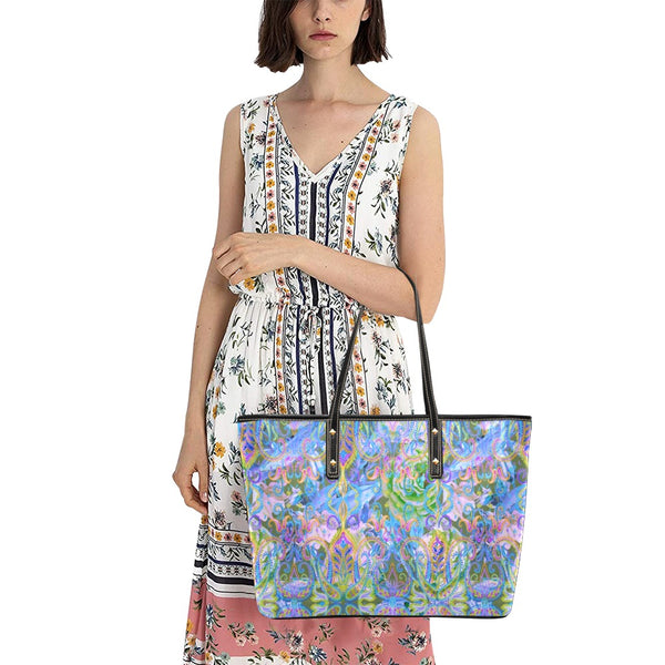Demure Bleu Bag with Zipper Chic Leather Tote Bag (Model 1709)