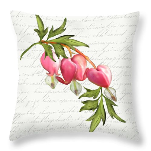 Summer Blooms - Bleeding Heart - Throw Pillow