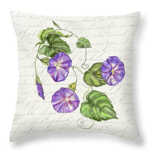 Summer Blooms - Morning Glory - Throw Pillow