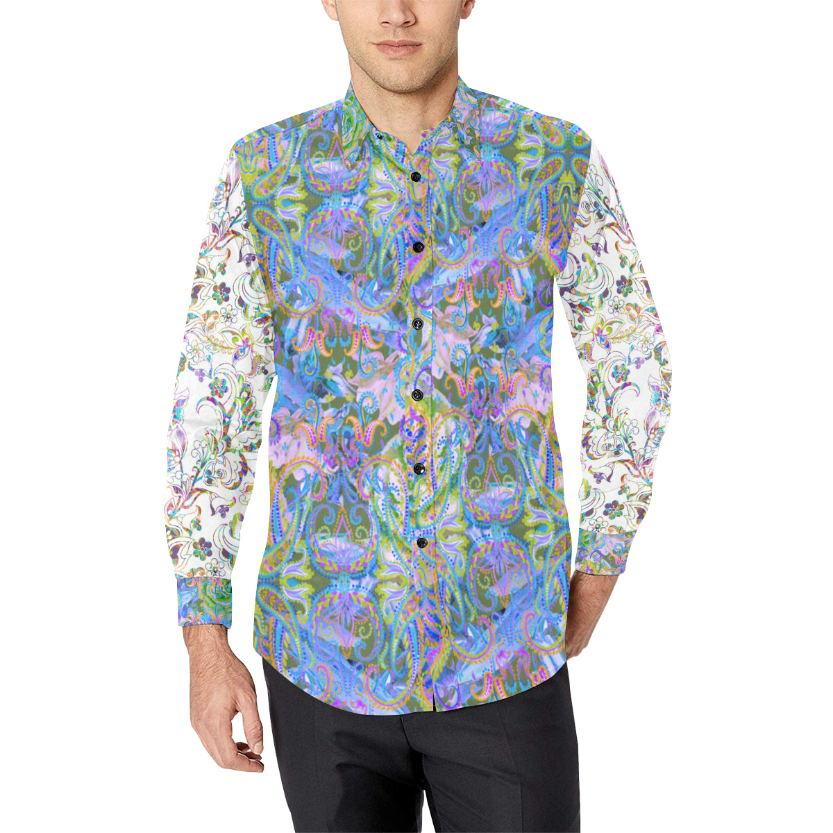 Demure Bleu- Delight Shirt Men's All Over Print Casual Dress Shirt (Model T61)