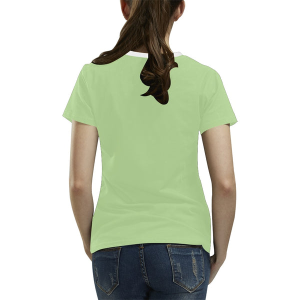 Demure Bleu T Shirt Green All Over Print T-Shirt for Women (USA Size) (Model T40)