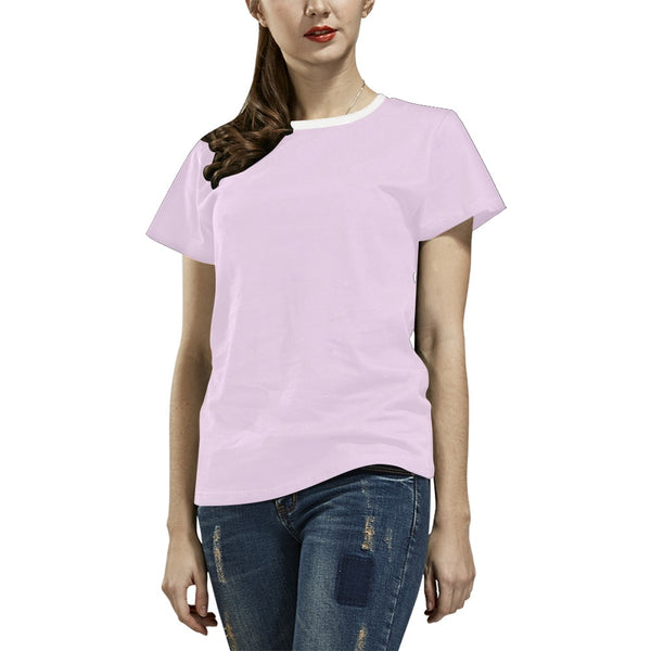 Demure Bleu T Shirt Pink All Over Print T-Shirt for Women (USA Size) (Model T40)