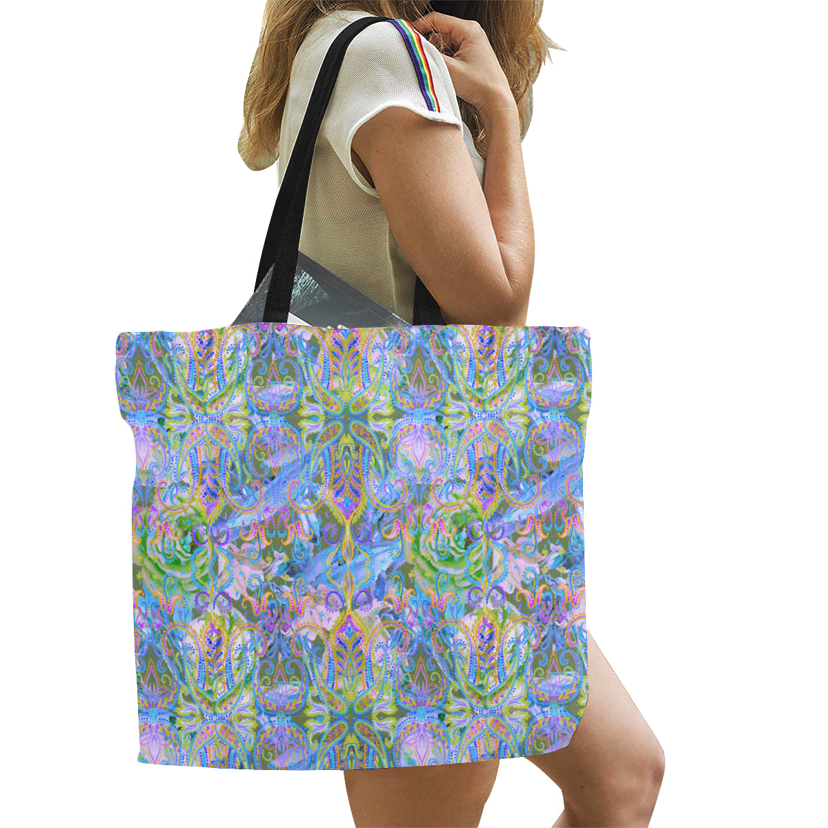 Demure Bleu Large Tote All Over Print Canvas Tote Bag/Large (Model 1699)