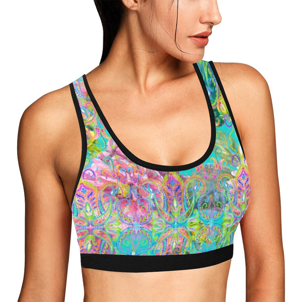 Celia Sports Bra Women's All Over Print Sports Bra (Model T52)