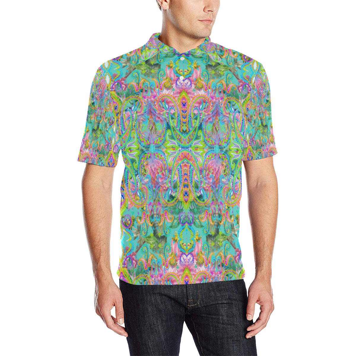 Celia Polo shirt Men's All Over Print Polo Shirt (Model T55)