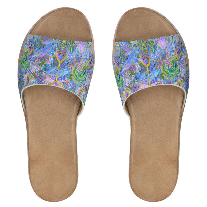 DEMURE BLEU Leather Sliders