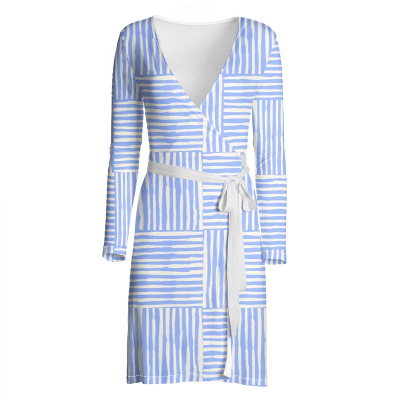 Coneflower Sketcht strip Wrap Dress