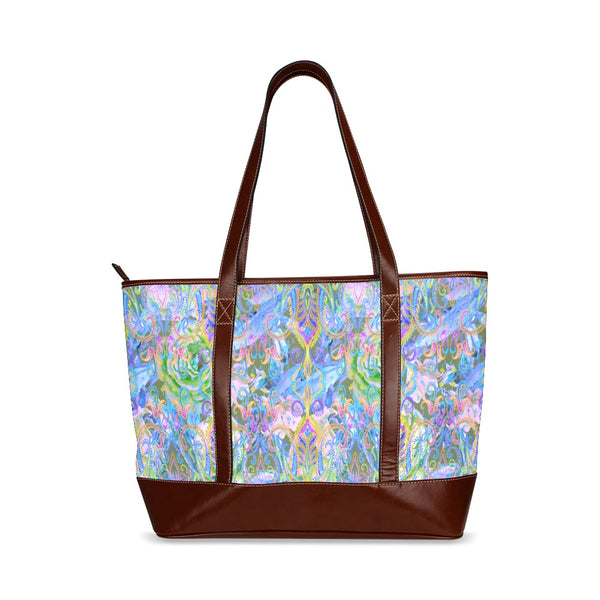 Demure Bleu Tote Bag with vegan leather accents Tote Handbag (Model 1642)