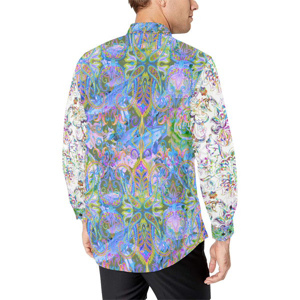 Demure Bleu- Delight Shirt Men's All Over Print Casual Dress Shirt (Model T61)
