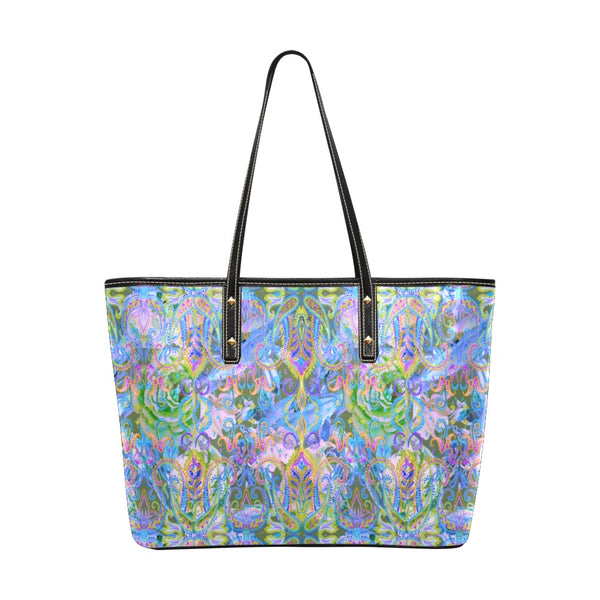 Demure Bleu Bag with Zipper Chic Leather Tote Bag (Model 1709)
