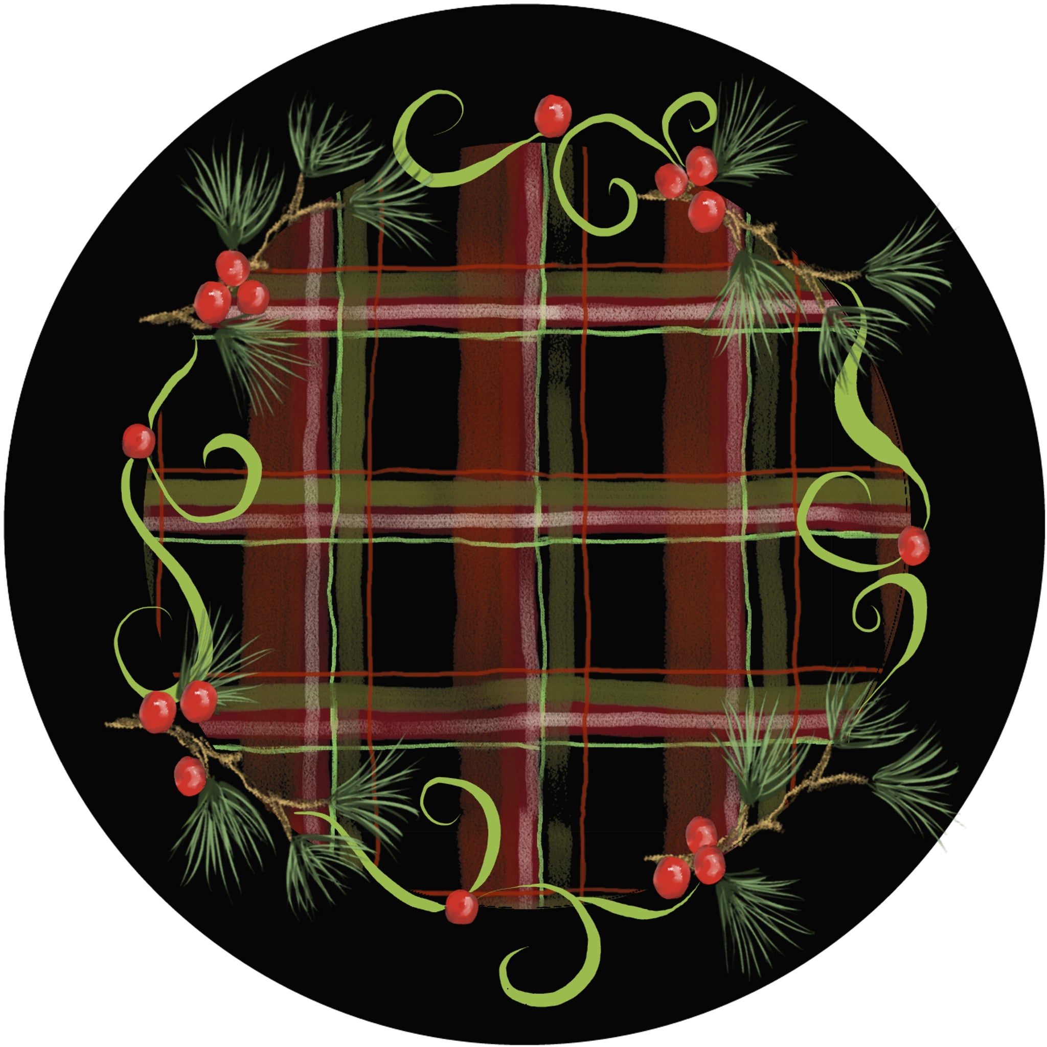 Holiday Splendor- Rustic Plaid on Black