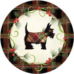 Holiday Splendor- Red Plaid on Cream, Black Scotty