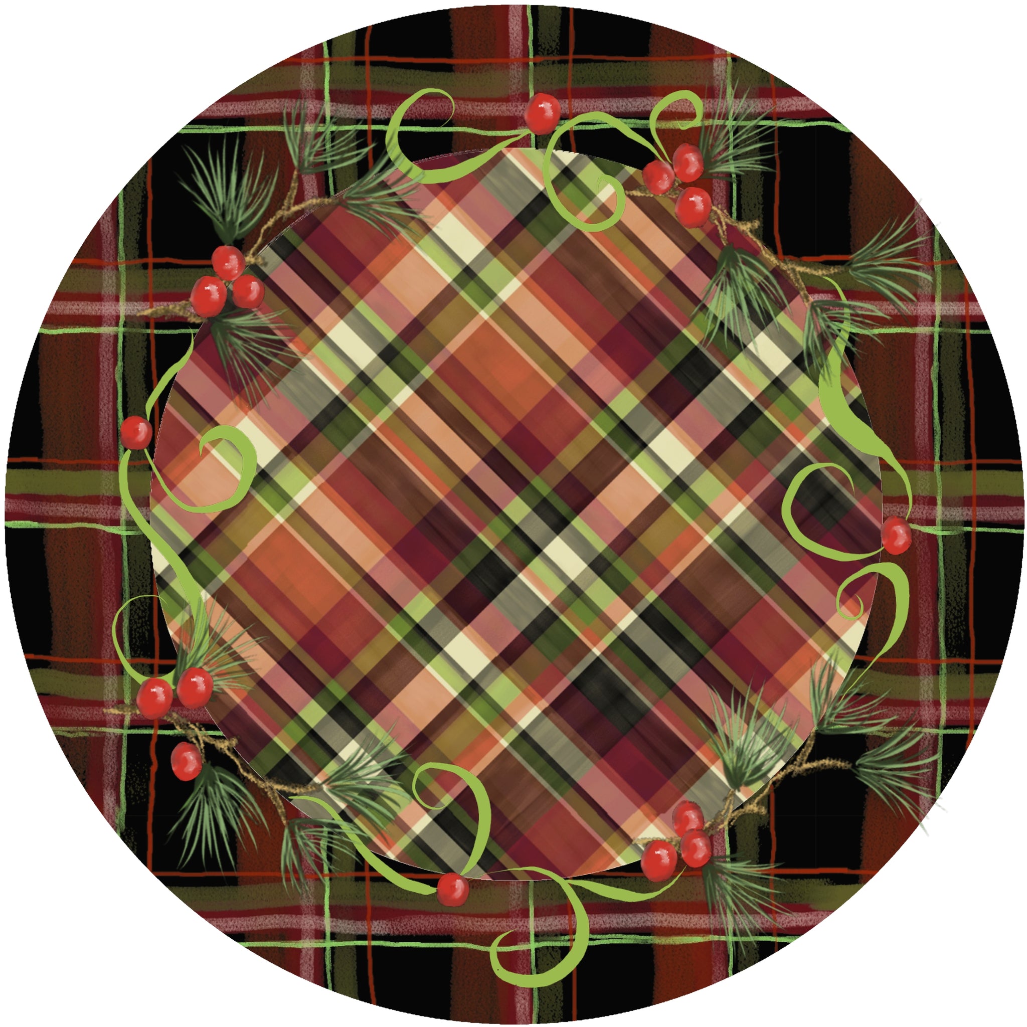 Holiday Splendor- Festive Plaid on Rustic Plaid