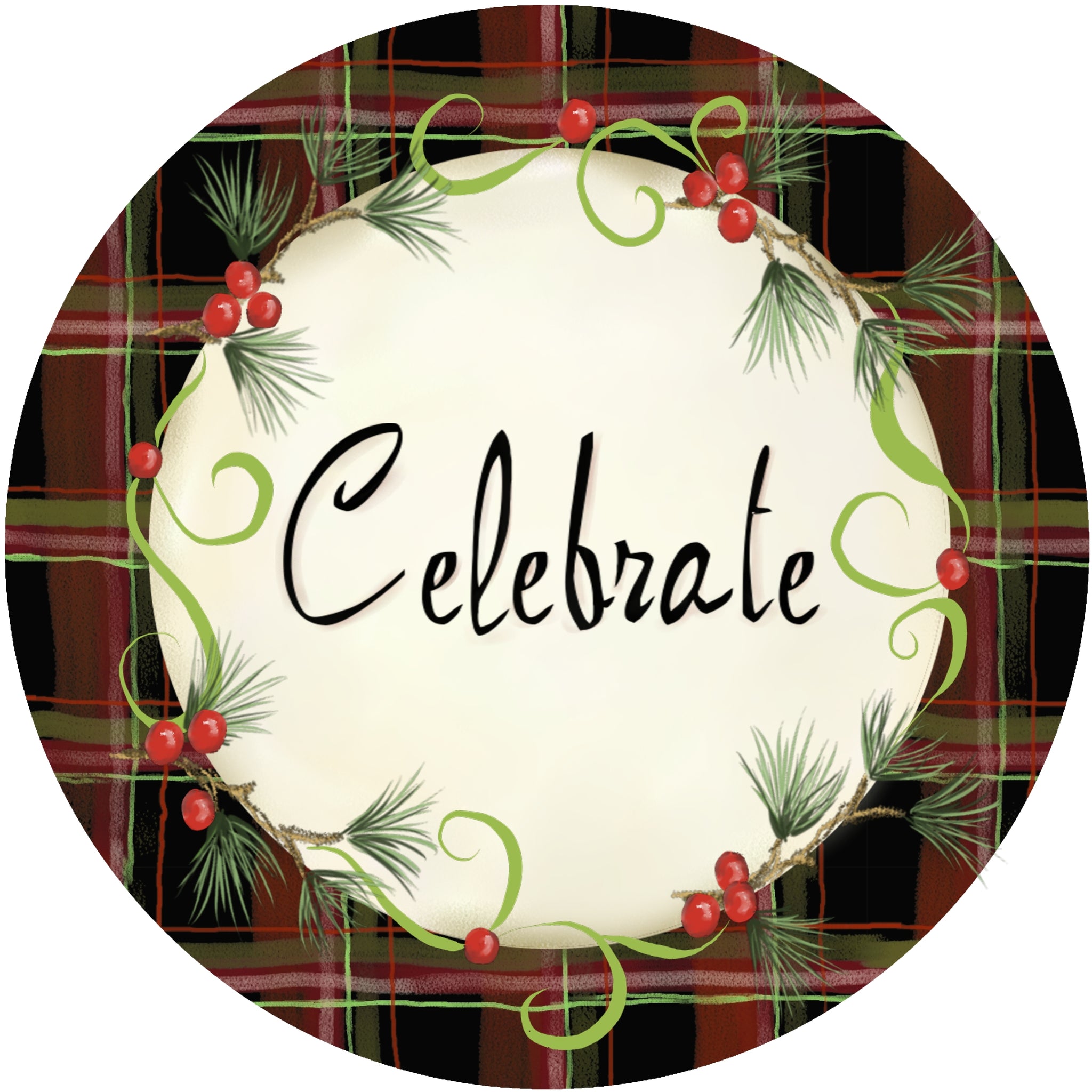 Holiday Splendor- Plaid Celebrate on White