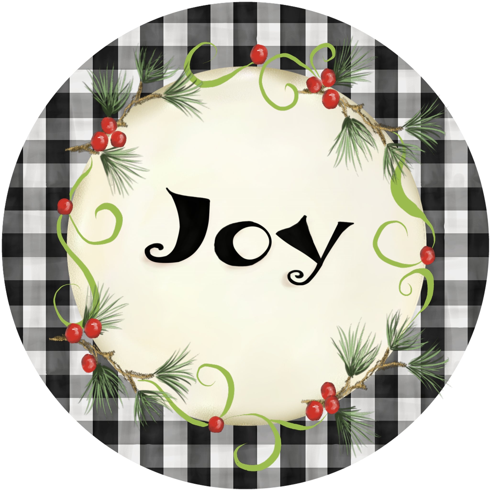 Holiday Splendor- Buffalo Check Joy on White