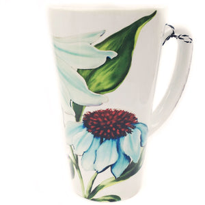 Latte Mug- Summer Blooms- Blue Coneflower