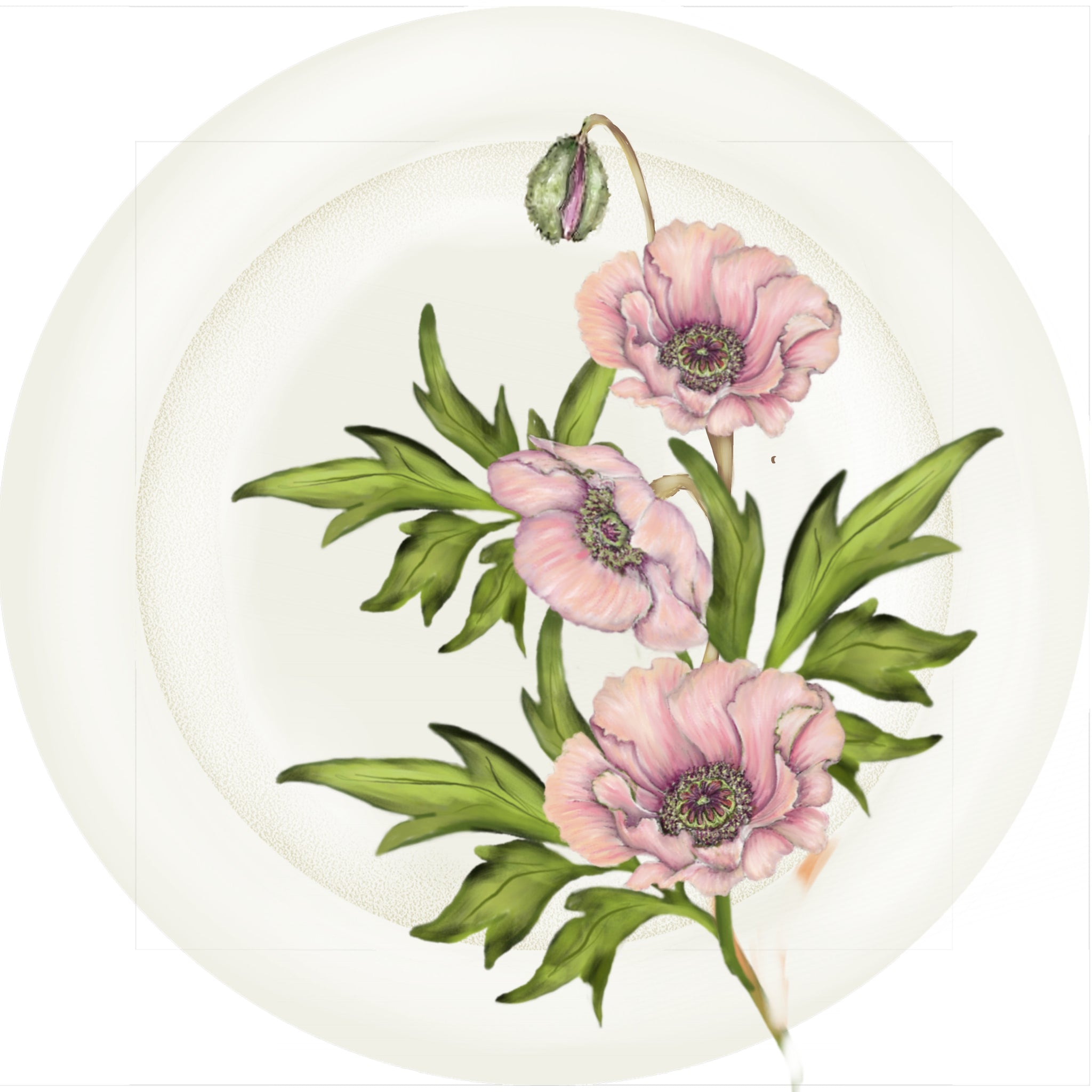 Summer Blooms - Pink Poppy - 10" Dinner Plate