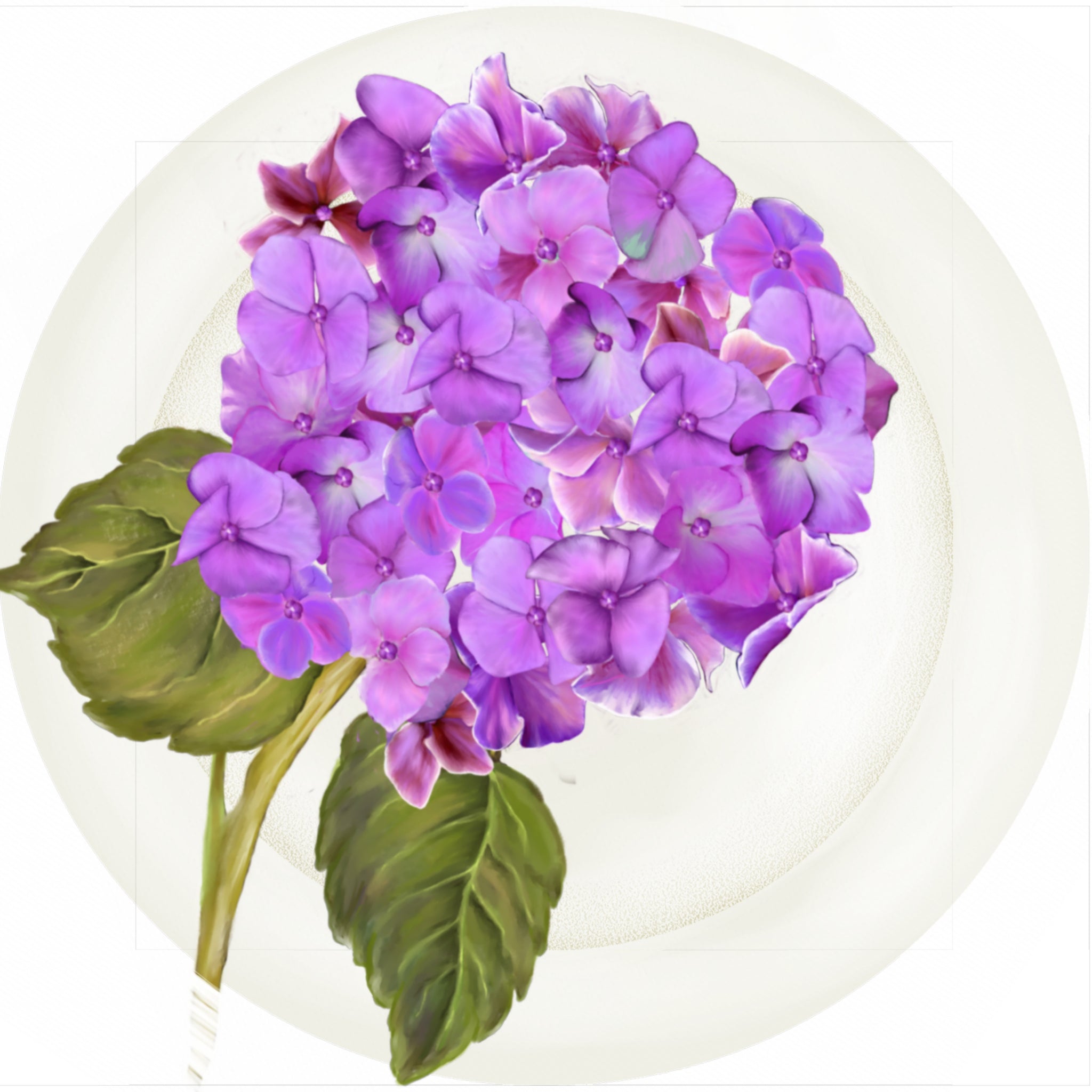 Summer Blooms - Hydrangea Lavendar -10" Dinner Plate