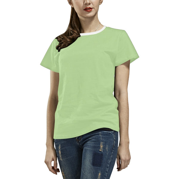 Demure Bleu T Shirt Green All Over Print T-Shirt for Women (USA Size) (Model T40)