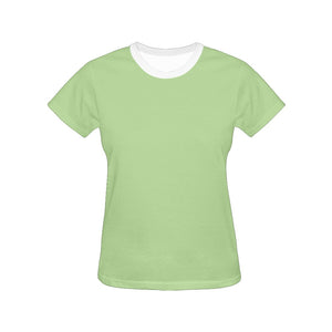 Demure Bleu T Shirt Green All Over Print T-Shirt for Women (USA Size) (Model T40)