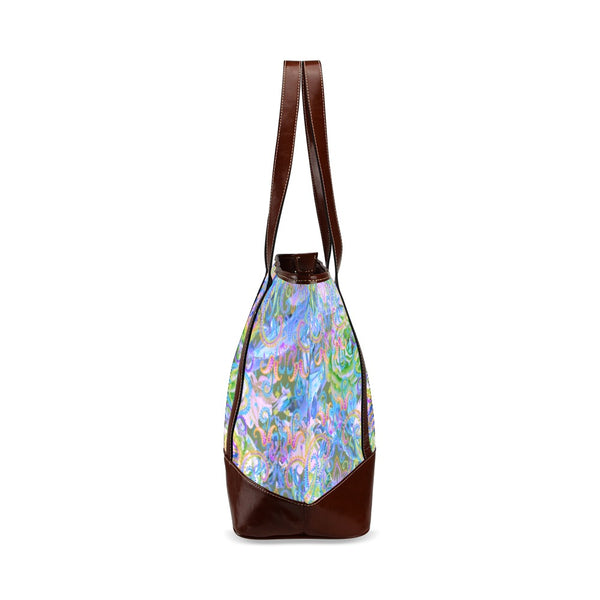Demure Bleu Tote Bag with vegan leather accents Tote Handbag (Model 1642)