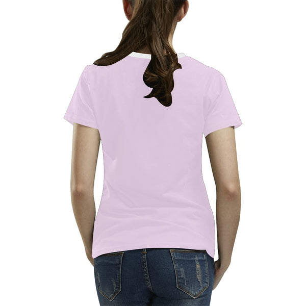 Demure Bleu T Shirt Pink All Over Print T-Shirt for Women (USA Size) (Model T40)