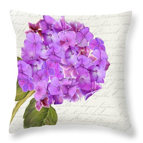 Summer Blooms - Hydrangea Purple - Designer  Pillow
