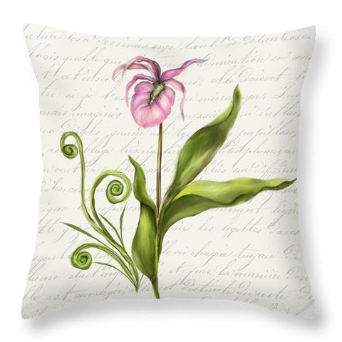 Summer Blooms - Lady Slipper - Throw Pillow