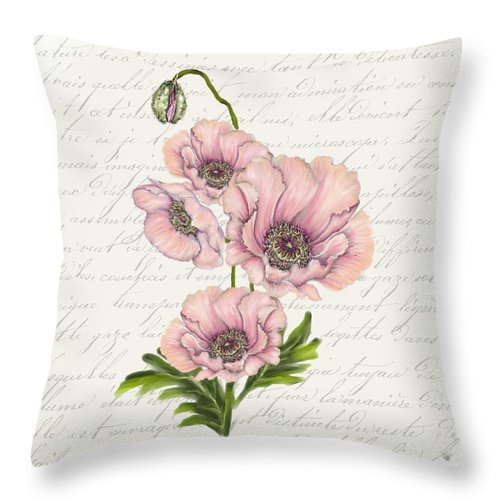 Summer Blooms - Pink Poppies - Throw Pillow